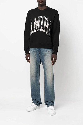 Мужской чёрный свитшот Amiri Collegiate logo-print   