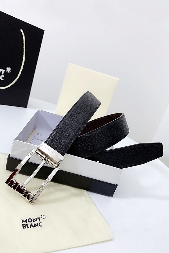 Двусторонний кожаный ремень Montblanc Premium (ширина 3.5 см)
