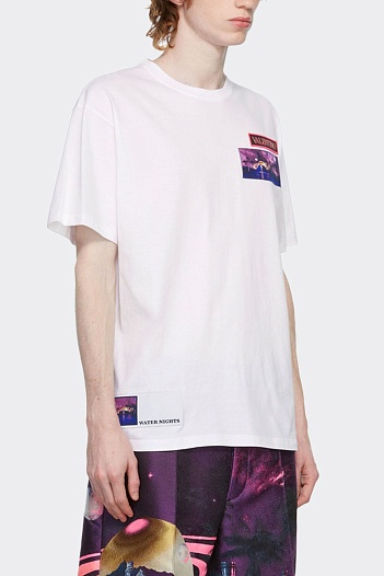 Мужская белая футболка Valentino brocade patch   