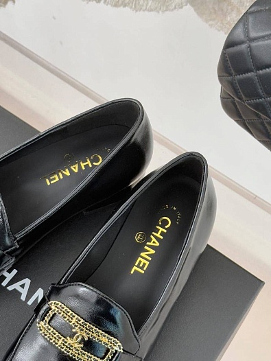 Женские кожаные лоферы Chanel premium   