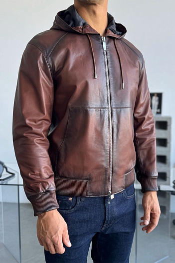 Мужская кожаная куртка Berluti Premium   