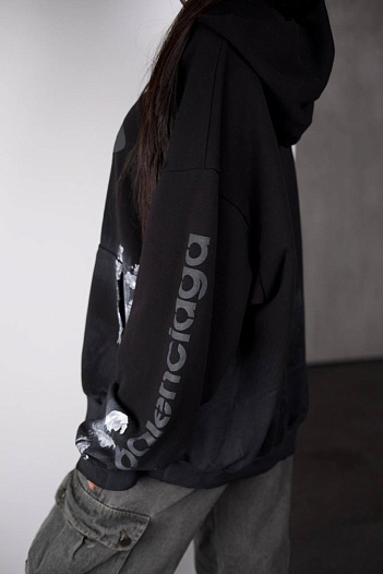 Женское худи Balenciaga чёрного цвета   