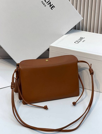Кожаная сумка Celine Trio Flap premium 22.5x13x3.5 см   