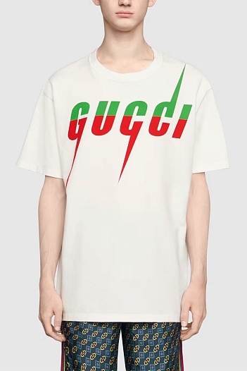 Белая оверсайз футболка Gucci Blade print   