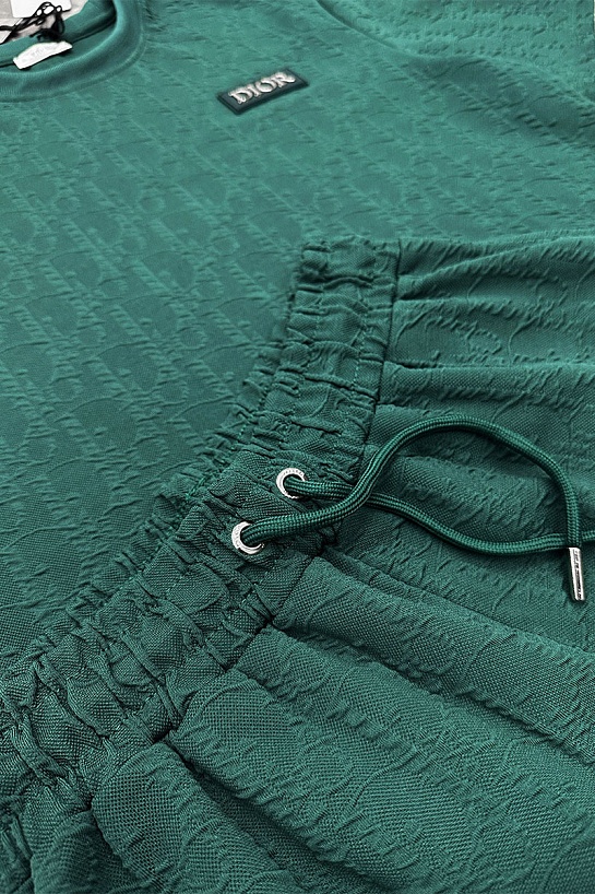 Мужские зелёные шорты Dior logo all-over embossed