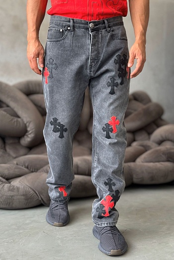 Мужские джинсы Chrome Hearts multi-patch - Black Washed   