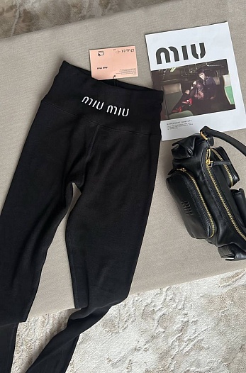 Женские леггинсы MIU MIU чёрного цвета   
