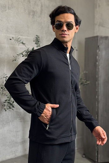 Чёрная кофта на молнии Brioni B-еmbroidery   