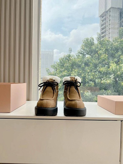 Женские замшевые ботинки с мехом MIU MIU Premium   