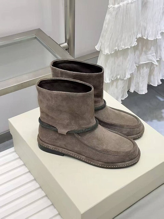 Женские замшевые сапоги Brunello Cucinelli premium - Beige