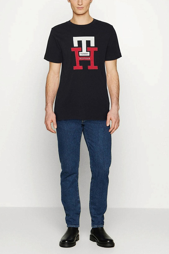 Чёрная футболка Tommy Hilfiger TH Monogram