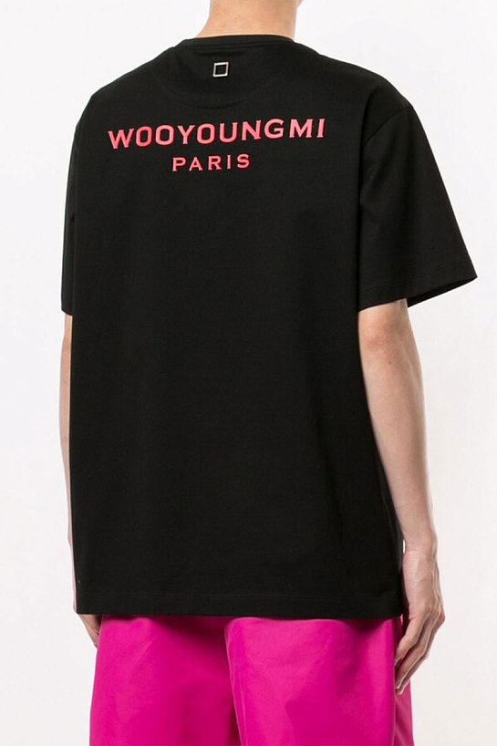 Чёрная оверсайз футболка Wooyoungmi logo patch