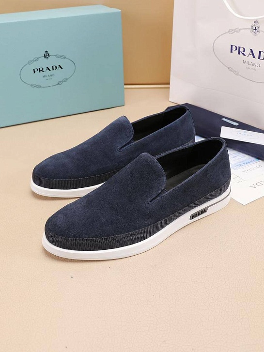 Мужские замшевые слипоны Prada Saint Tropez - Indigo