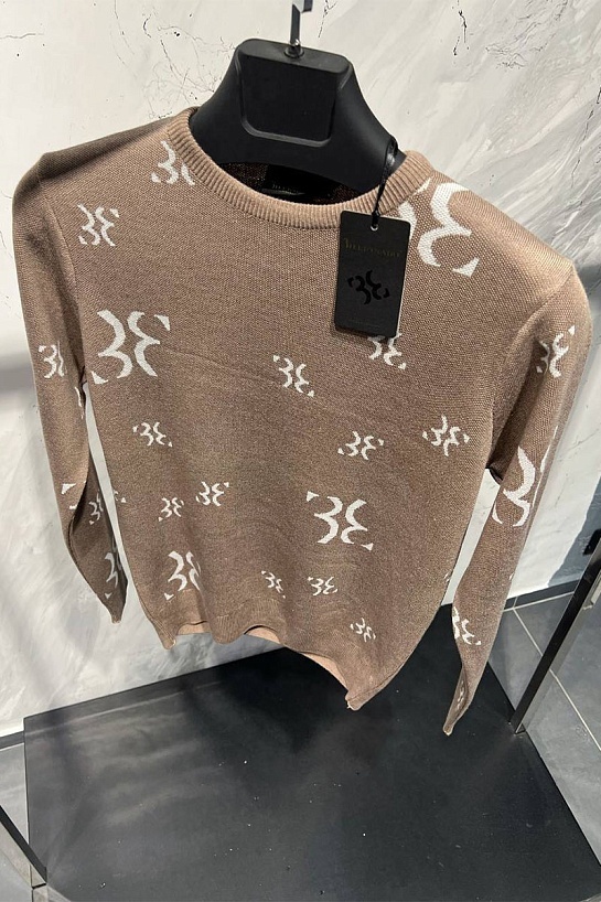 Мужская кофта Billionaire BB logo all-over - Beige