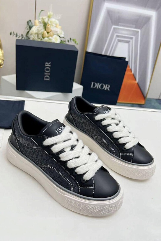 Женские комбинированные кроссовки Dior серого цвета