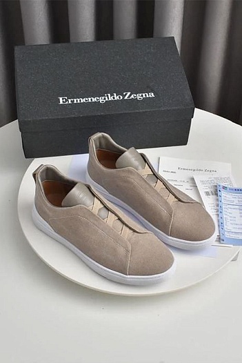 Бежевые кроссовки Ermenegildo Zegna Triple Stitch Canvas   