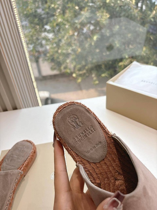 Женские замшевые шлёпанцы Brunello Cucinelli Premium - Brown