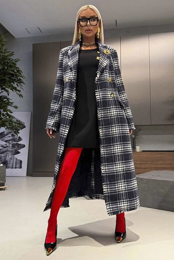 Женское пальто в клетку Schiaparelli premium   