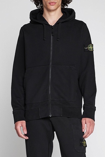 Мужская чёрная кофта на молнии Stone Island Compass-patch   