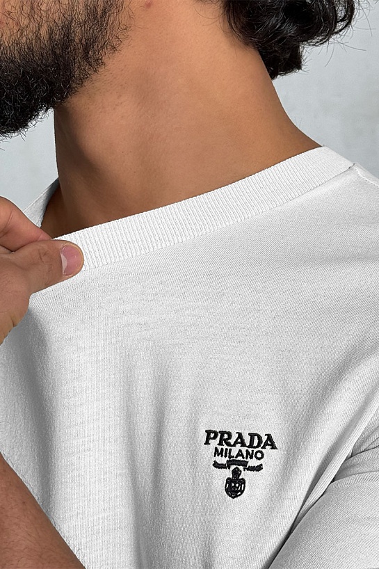 Мужская белая футболка Prada