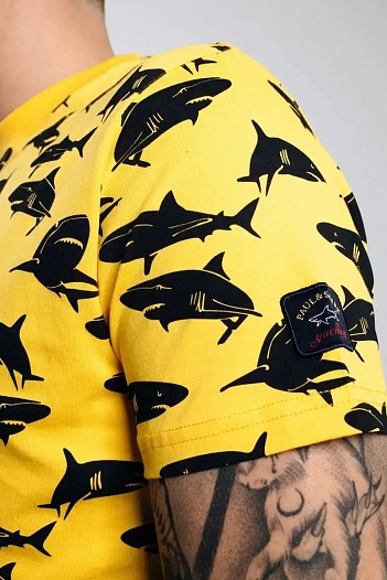 Жёлтая мужская футболка Paul&Shark   