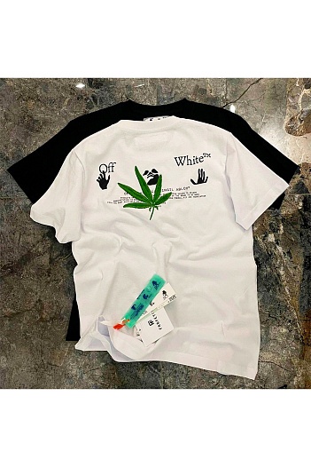 Белая футболка Off-White Weed Hands Off logo-print   