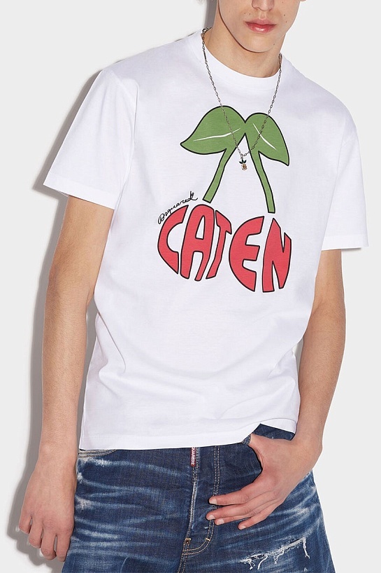 Оверсайз футболка Dsquared2 Caten Сherry - White
