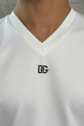 Белая оверсайз футболка Dolce&Gabbana logo-plaque   