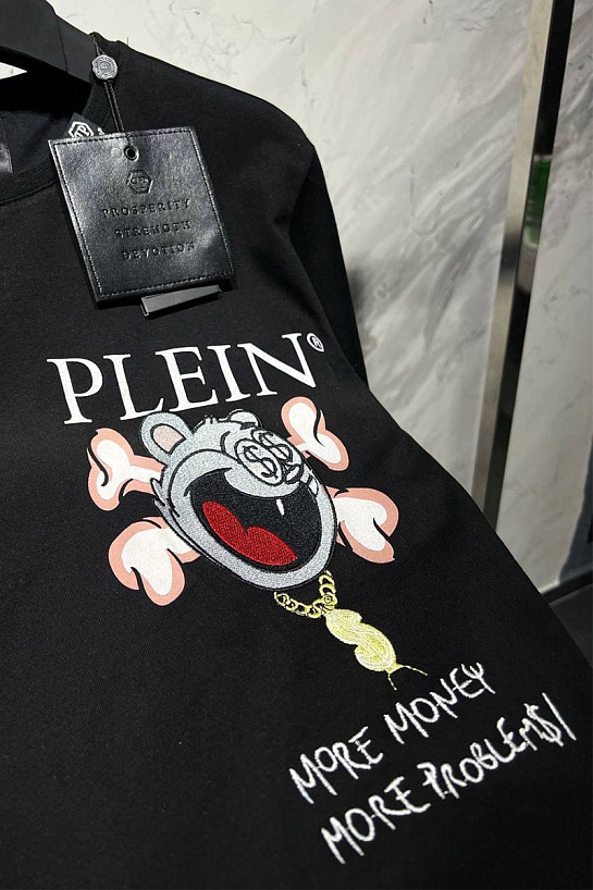 Чёрная футболка Philipp Plein more money more problems