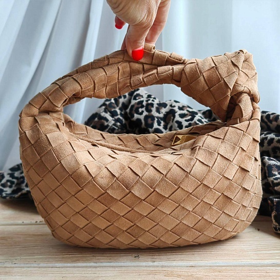 Женская замшевая сумка  Bottega Veneta Jodie Teen Intrecciato 35x23 см (5 расцветок)