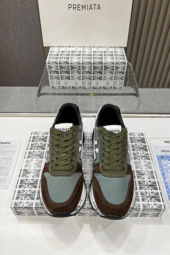 Мужские кроссовки Premiata Mick - Green / Brown