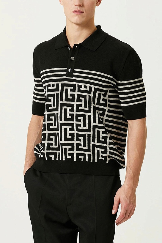 Вязанное поло Balmain monogram-pattern