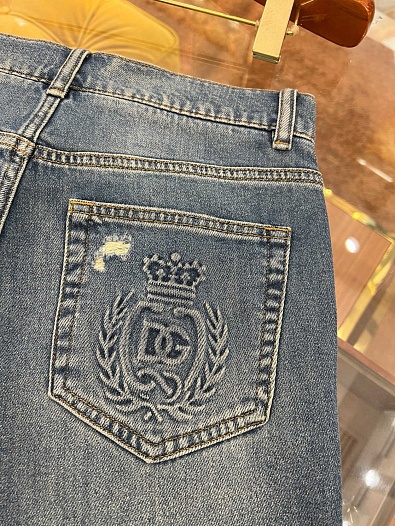 Мужские синие джинсы Dolce & Gabbana slim fit Premium   