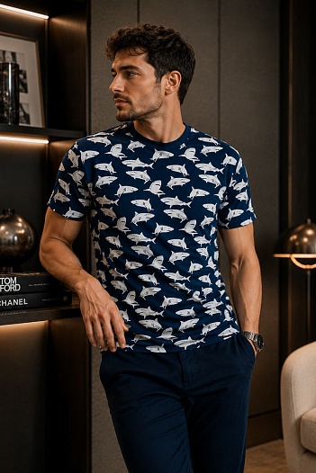 Синяя мужская футболка Paul&Shark   