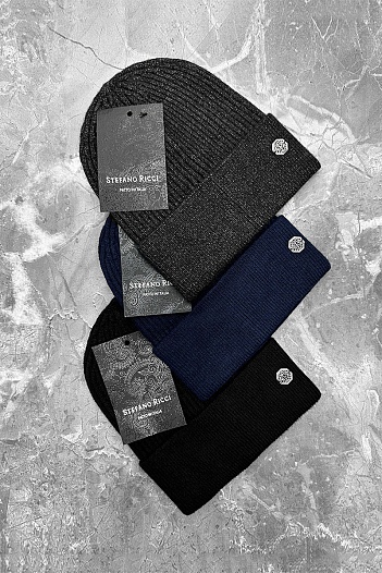 Шапка чёрного цвета Stefano Ricci logo-plaque   