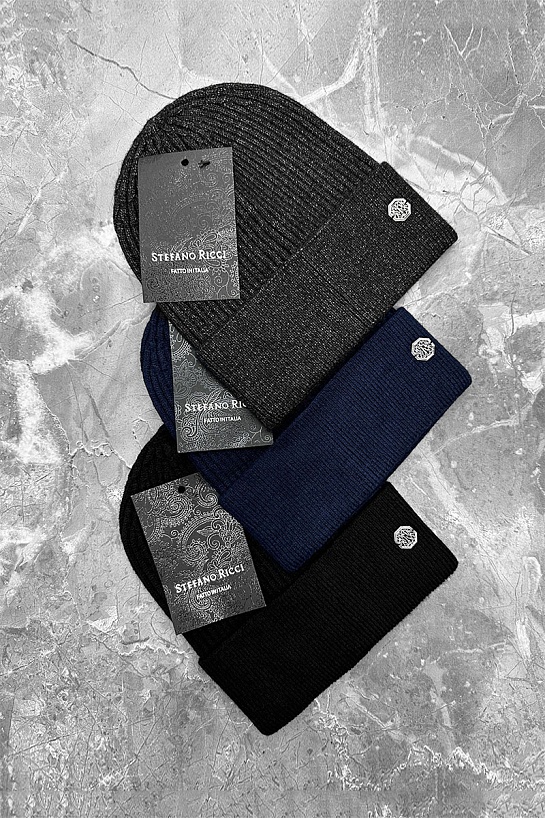 Шапка серого цвета Stefano Ricci logo-plaque