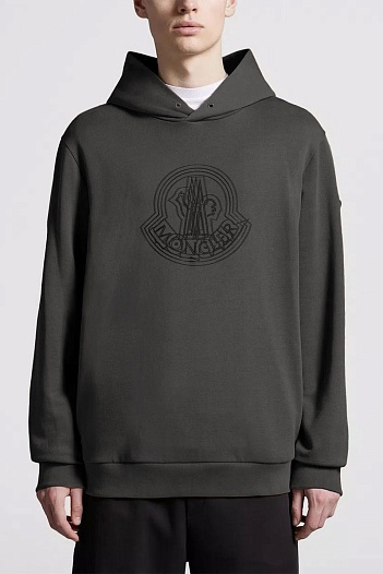 Мужское серое худи Moncler logo-print   