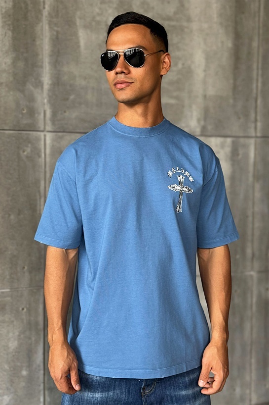 Мужская синяя футболка Chrome Hearts