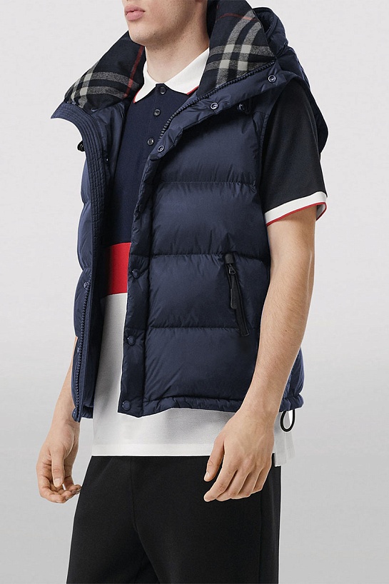 Синяя куртка со съёмными рукавами Burberry Lockwell logo-patch