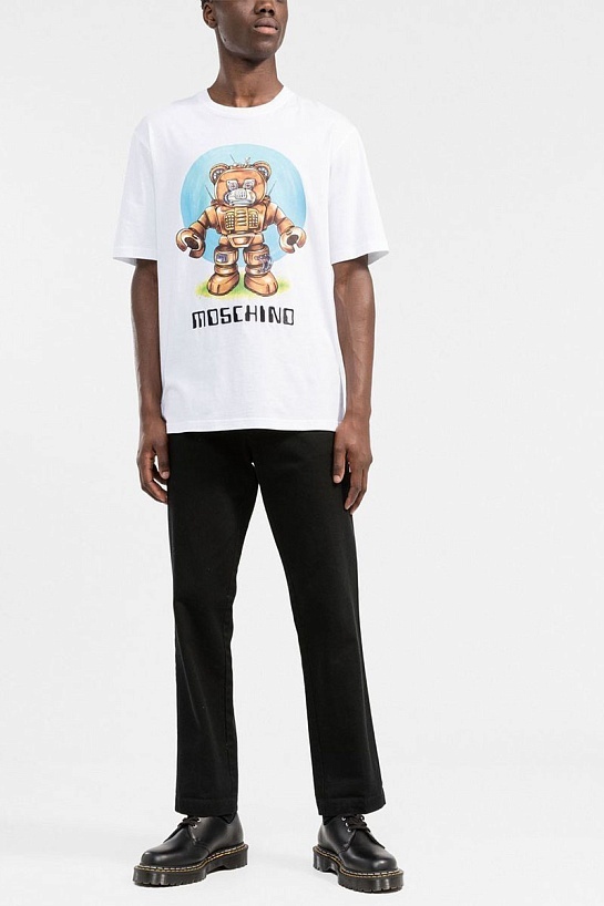 Белая футболка Moschino Couture Robot Teddy graphic-print