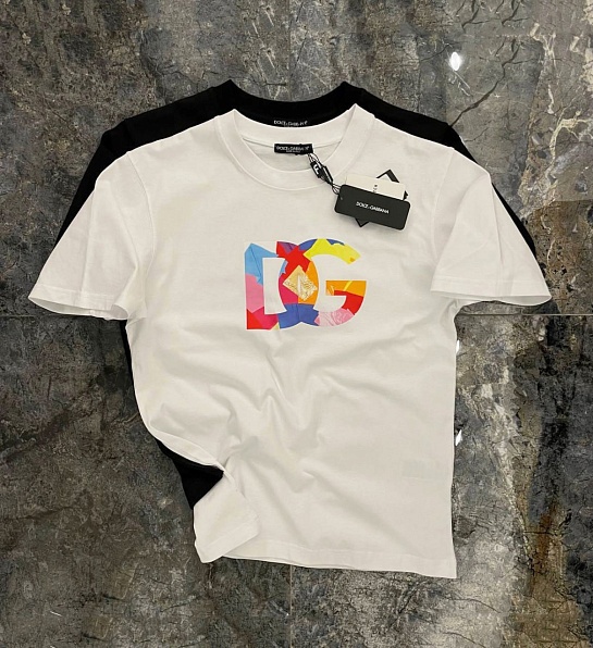 Белая оверсайз футболка Dolce&Gabbana multi-colored logo