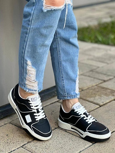 Женские кожаные кроссовки Dolce & Gabbana New Roma - Black / White   