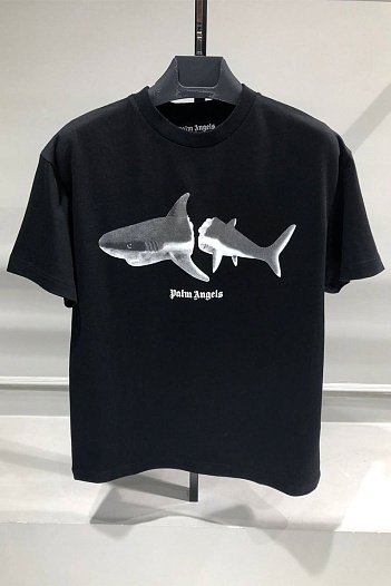 Чёрная оверсайз футболка Palm Angels Shark   