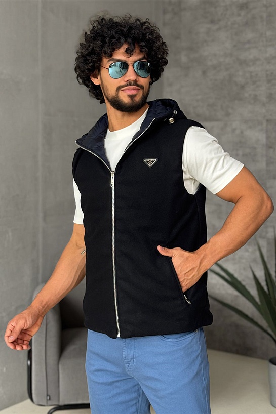 Мужской двусторонний жилет Prada тёмно-синего цвета