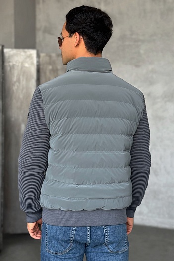 Куртка с вязаными рукавами Prada Linea Rossa - Grey   