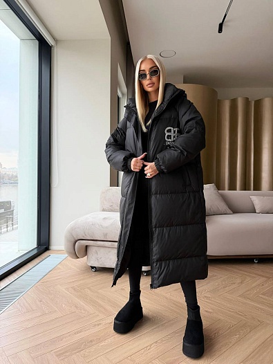 Женская пуховая куртка Balenciaga Premium - Black   