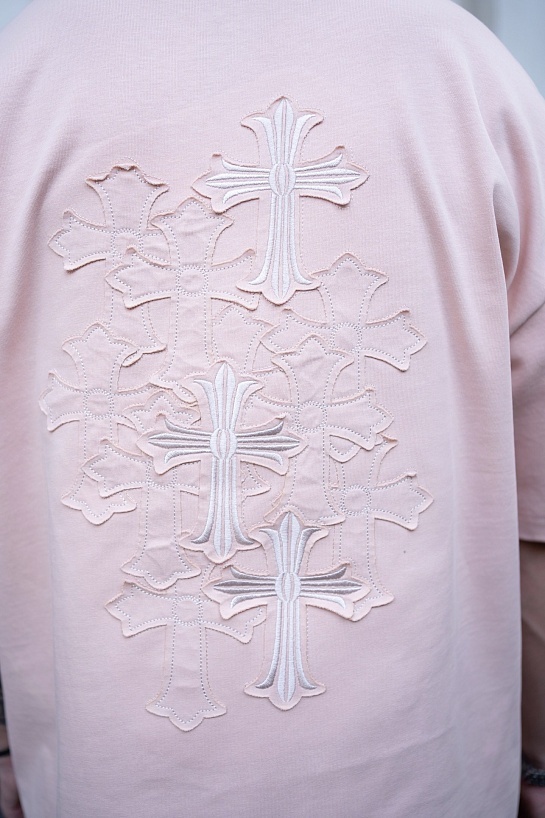 Розовая оверсайз футболка Chrome Hearts Premium