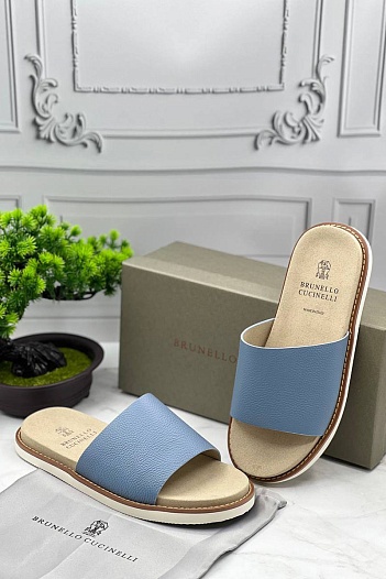 Мужские кожаные шлёпанцы Brunello Cucinelli   