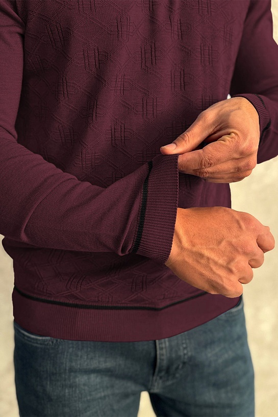 Бордовое поло с длинным рукавом Stefano Ricci zip-up