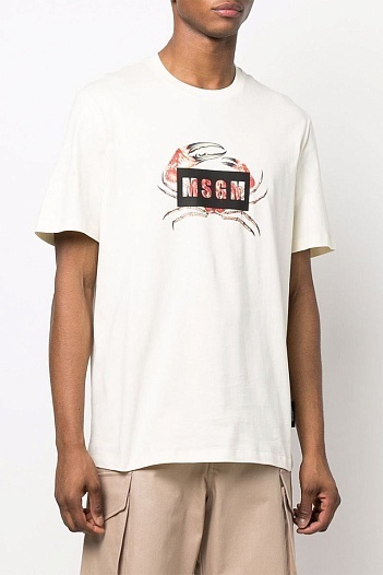 Белая оверсайз футболка MSGM Crab-print   